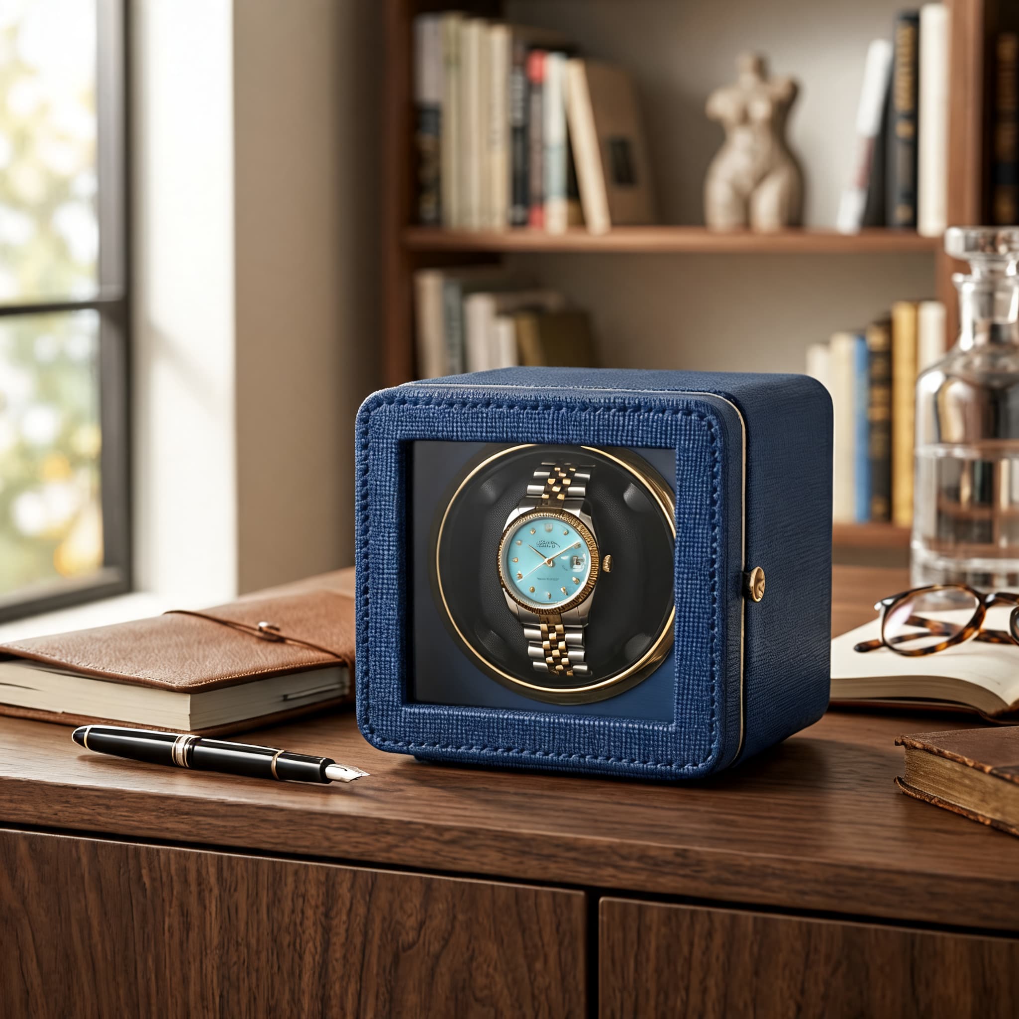 The Saffiano Blue Winder - 1 Slot