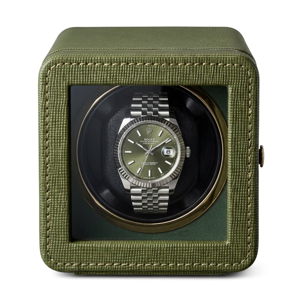 The Saffiano Green Winder - 1 Slot - MasterWinder
