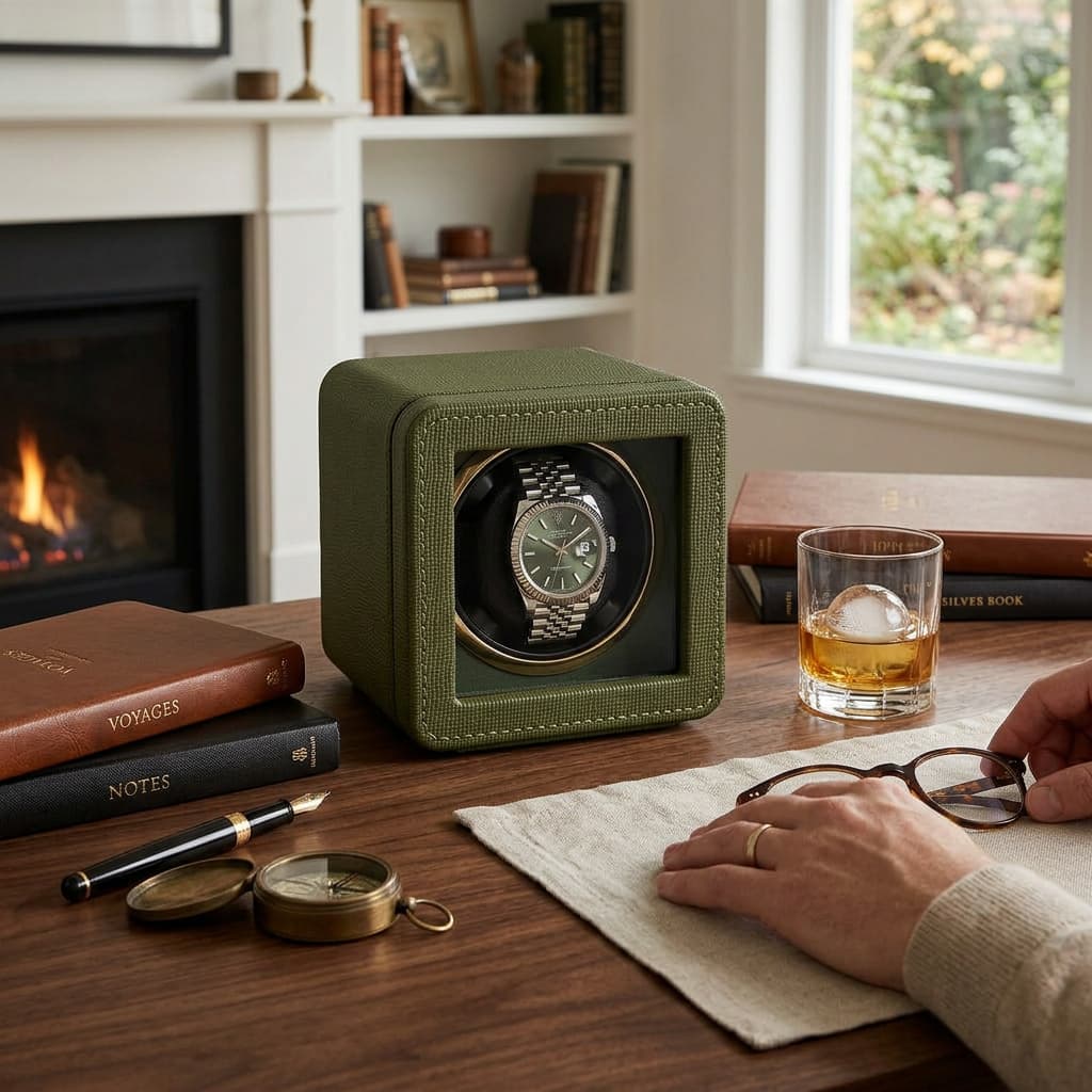 The Saffiano Green Winder - 1 Slot - MasterWinder